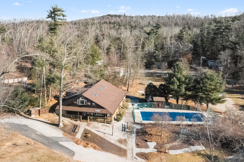 A view of our pool, office, and rec hall